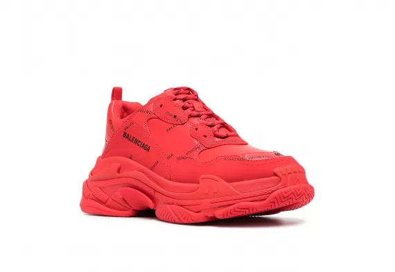 sale: Find stylish savings - Balenciaga Triple S - Cherry-Red All-Over Logo Print Women's Shoes