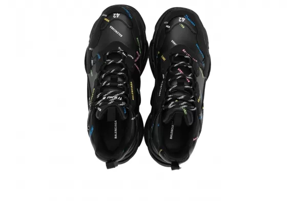 Get The Latest Look - Women's Balenciaga Triple S - Black / Multicolour