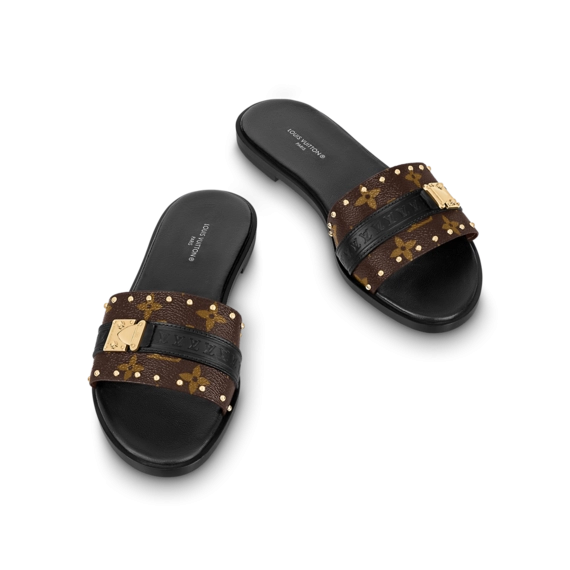 Style with the Louis Vuitton Lock It Flat Mule Black for Women