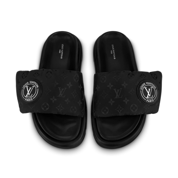New Louis Vuitton Pool Pillow Comfort Mule in black for women.
