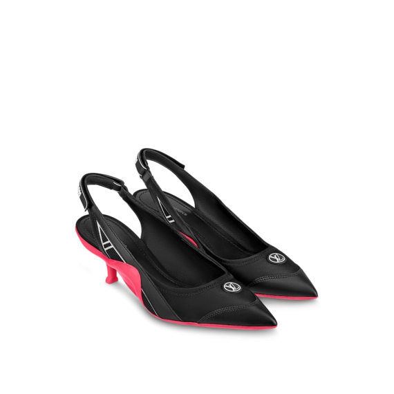 Women's Shoes - Be Stylish in the New Louis Vuitton Archlight Slingback Pump in Black and Fuchsia Pink