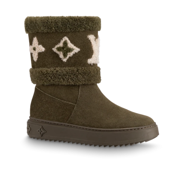 Buy New Louis Vuitton Snowdrop Flat Ankle Boot in Khaki Green - Perfect for Women!