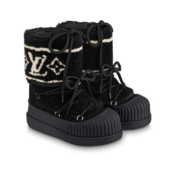 New! Women's Louis Vuitton Polar Flat Half Boot Black