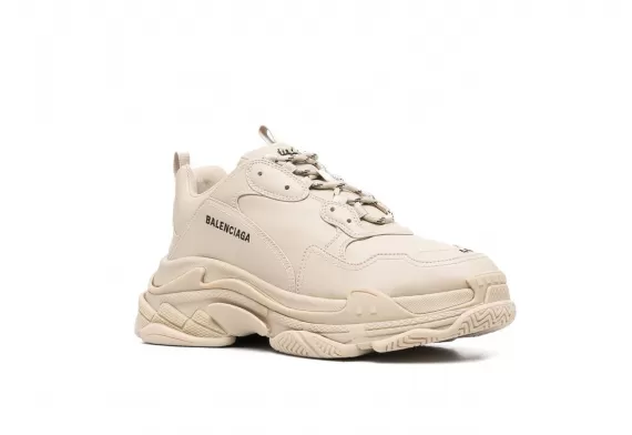 Unbeatable Original Quality for Balenciaga Triple S - Beige Faux Leather for Women