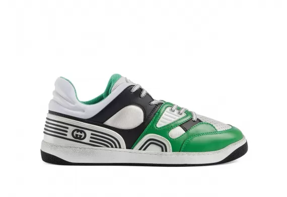 Outlet Sale on Gucci Basket Low-Top Sneakers for Men - Black/Green/White