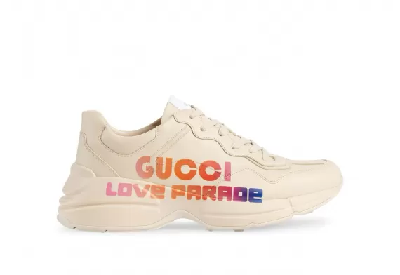 Gucci Rhyton low-top leather sneakers - Cream/Multicolour