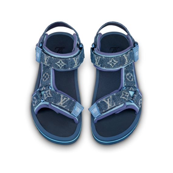 Check Out Louis Vuitton Panama Sandal Blue for Men at the Outlet!