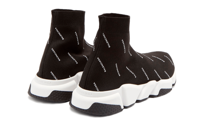 Authentic Balenciaga Speed Runner Mid Logo Men's Black and White - Buy Now