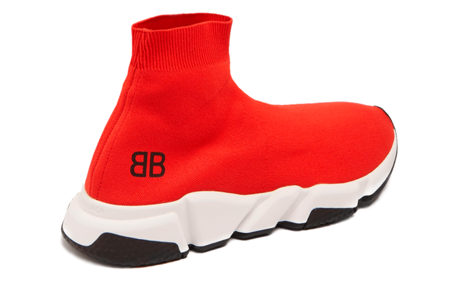 Men's Red Balenciaga Mid Speed Runner Sneakers