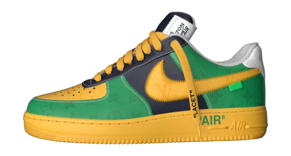 Buy the Original Louis Vuitton and Nike Air Force 1 by Virgil Abloh Low in Yellow, Green, and Black for Men Now!