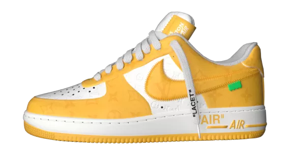 Louis Vuitton and Nike Air Force 1 by Virgil Abloh Low Yellow- Men's Outlet Original New