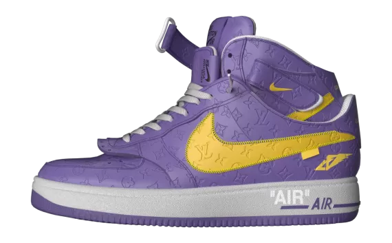 Men's Louis Vuitton and Nike Air Force 1 Virgil Abloh Mid Violet Original - Buy Now On Sale!