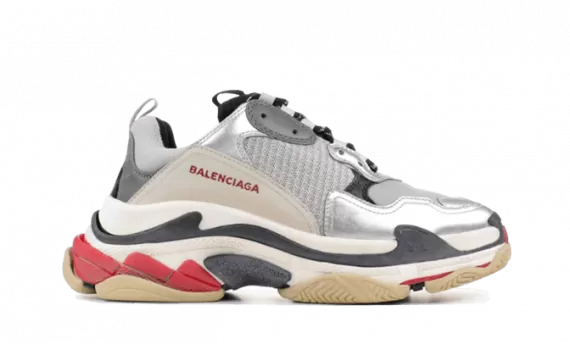 1) Bold and stylish men's Balenciaga TRIPLE S TRAINERS in silver, black and red - outlet store. 
2) Up your sneaker game with Balenciaga TRIPLE S TRAINERS for men - silver, black and red color - outlet. 
3) Look fashionable with Balenciaga TRIPLE S TRAINERS for men - silver, black and red available from outlet store. 
4) Get the trendy look with Balenciaga TRIPLE S TRAINERS for men. Silver, black and red colors. Outlet store.