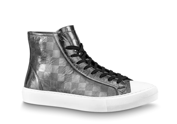 A stylish new Louis Vuitton Tattoo Sneaker Boot Anthracite Gray for men available at the outlet.
