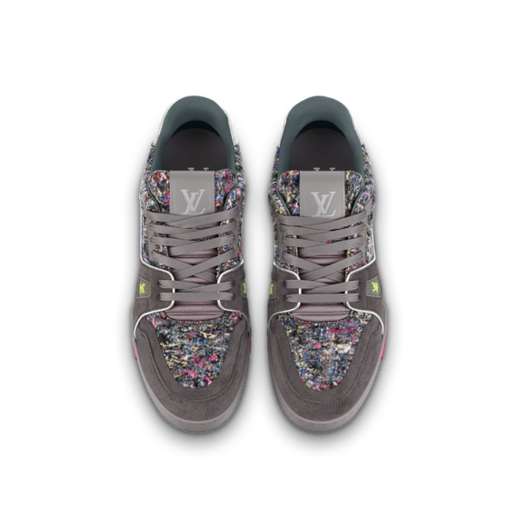 Shop for the LV Trainer Gray Sneakers for Men.