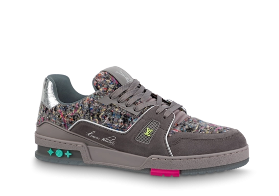 Buy the Original LV Trainer Gray Sneakers for Men.