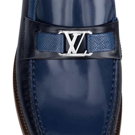 Men, Step Up Your Shoes Game with the Navy Blue Louis Vuitton Major Loafer - New and Original!