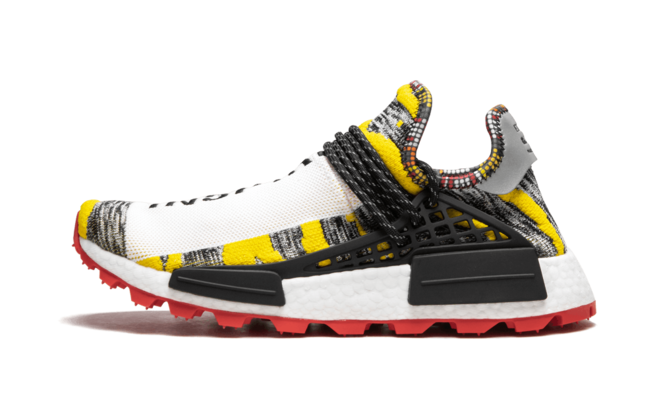 White/Gold Pharrell Williams NMD Human Race Solar Pack 3MPOW3R sneakers for men.