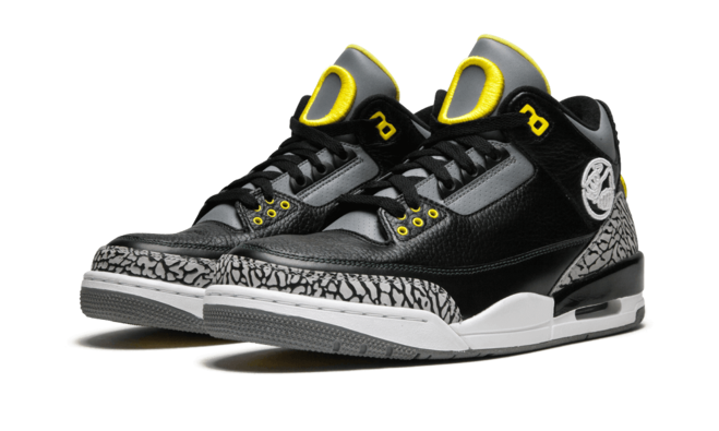 Women's Air Jordan 3 - Oregon Pit Crew BLACK/YELLOW-WHITE - Original Buy