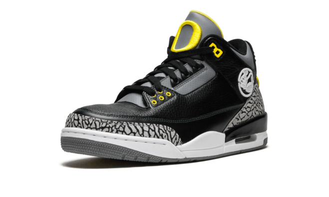 Buy Now: Stylish Air Jordan 3 Oregon Pit Crew Original Sneaker for Men in Black, Yellow, & White