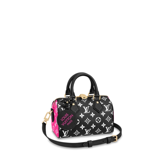 Buy new Louis Vuitton Speedy Bandouliere 20 in black, white, and pink for women - Original, Authentic and Beautiful.