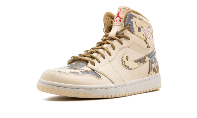 Grab the Deal! Men's Air Jordan 1 Retro Digi-Camo NATURAL/G RED-CAMO-SILVER - Original Price