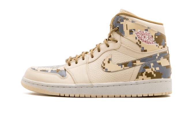 Air Jordan 1 Retro Digi-Camo NATURAL/G RED-CAMO-SILVER Men's Shoe - For Sale