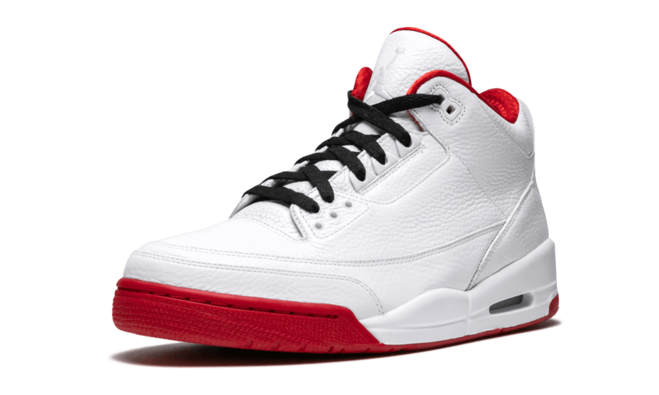Men's Shoes - Air Jordan 3 - White, Red, and Black - Original Outlet