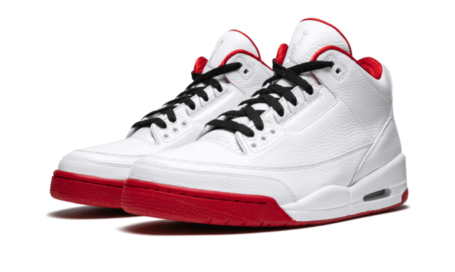 Original Outlet - Men's Air Jordan 3 Shoes- White, Red, and Black