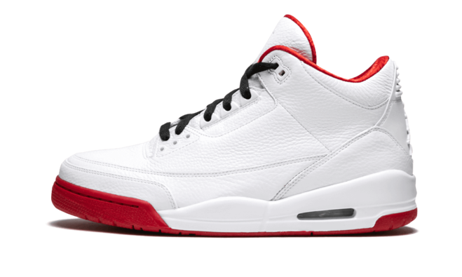 Women's Air Jordan 3 Original with White, Varsity-Red & Black Design