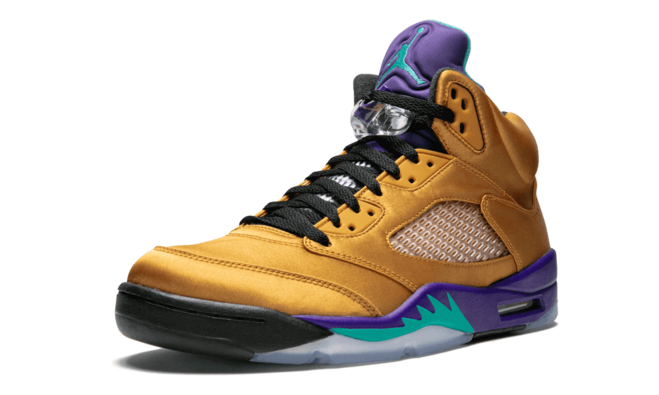 Women's Trendy Air Jordan 5 Retro F&F Fresh Prince of Bel-Air SNKRS in Wheat/Infrared-Grape Ice-Black - Outlet