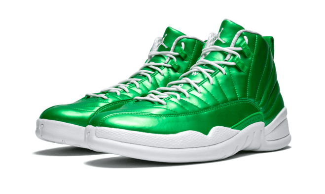 Get Women's Air Jordan 12 METALLIC GREEN/VARSITY WHITE Now