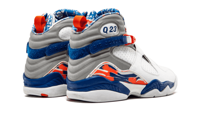 Limited-Edition Air Jordan 8 Retro Q23 Quinten Richardson PE White/Blue Ribbon-Orange Flash Men's Shoes for Sale