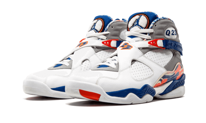 Women's Sneaker On Sale - Air Jordan 8 Retro Q23 Quinten Richardson PE White Blue Ribbon Orange Flash