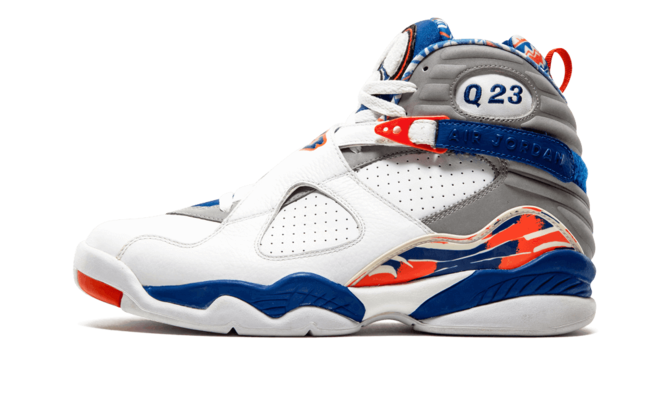 Air Jordan 8 Retro Q23 Quinten Richardson PE White Blue Ribbon Orange Flash Women's Shoe On Sale