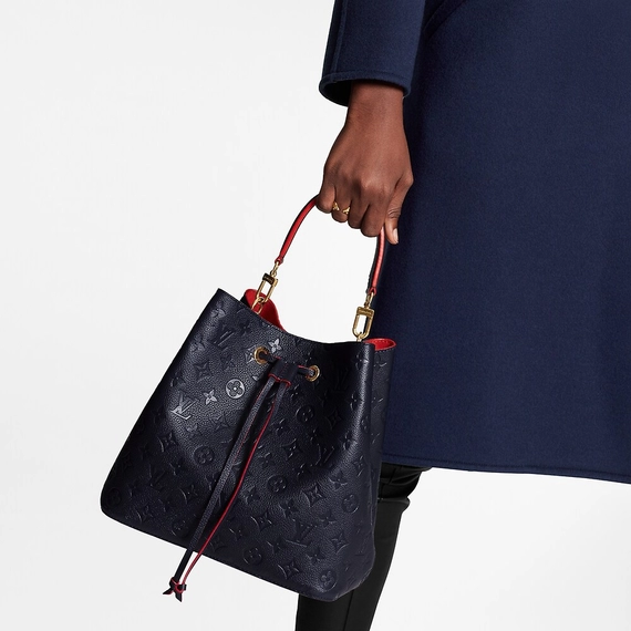 Women - Get your hands on this beautiful Louis Vuitton NeoNoe MM Navy Blue and Red Outlet Sale today!