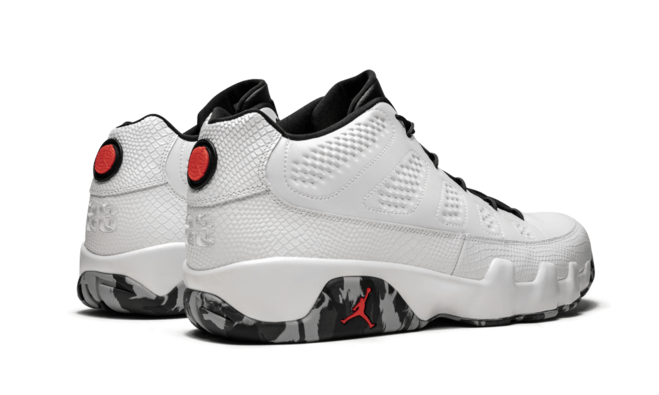 Grab the Latest Women's Air Jordan 9 Retro Low Jordan Brand Classic Sneaker in White/Infrared 23-Black-Dark Grey-Wolf Grey