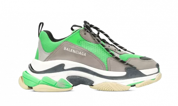 â€œNew Balenciaga Triple S men's sneaker in green, grey and white.