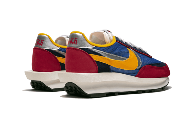 Women's Streetwear Update - Sacai x Nike LDWaffle Trainers in Varsity Blue and Varsity Red - Buy Now on Sale.