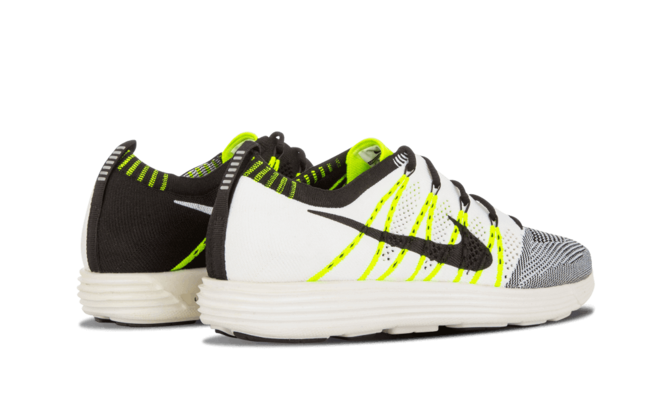 Stylish white, black and volt Nike Lunar Fly Knit HTM NRG shoes for men available at outlet