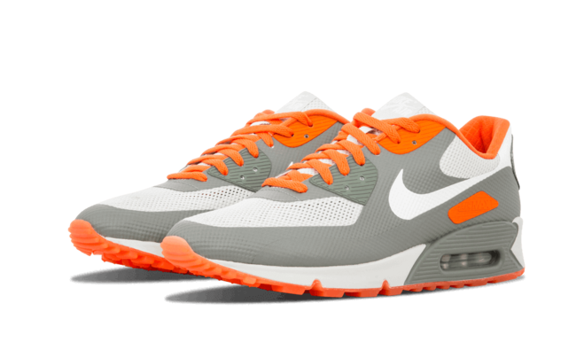 Men's Nike Air Max 90 Hyperfuse ID Staple Grey/Orange Running Shoes on Sale.