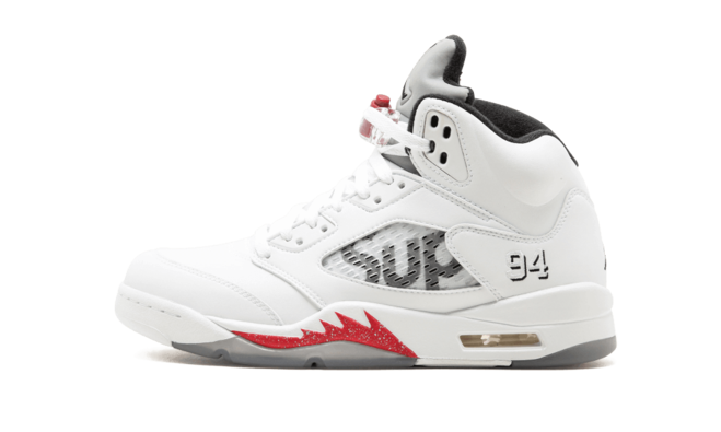 Air Jordan 5 Retro - Supreme WHITE/BLACK-VARSITY RED for Women - Shop New Sale Sneakers