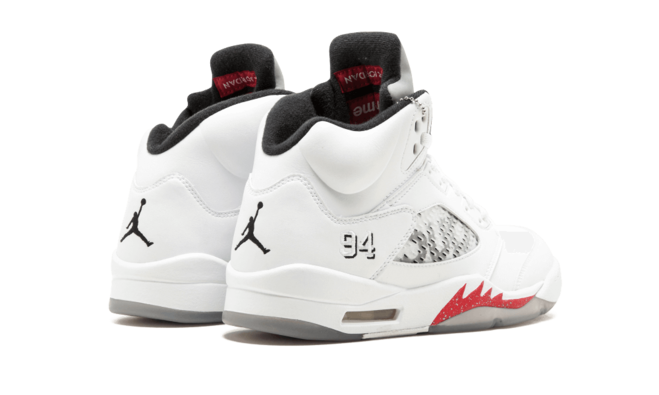 Shop the newest men's Air Jordan 5 Retro Supreme WHITE/BLACK-VARSITY RED, on sale.