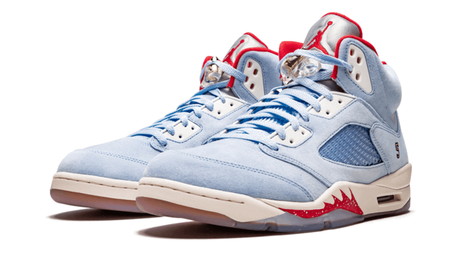 Fresh New Look with Women's Jordan 5 Retro - TROPHY ROOM ICE BLUE/UNIVERSITY RED-SAIL-M