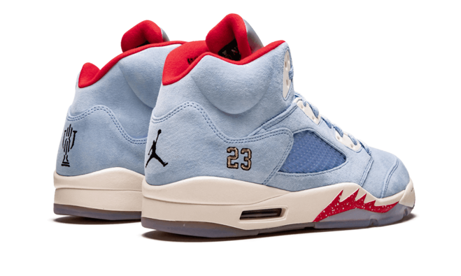 Stylish Air Jordan 5 Retro for Women - TROPHY ROOM ICE BLUE/UNIVERSITY RED-SAIL-M