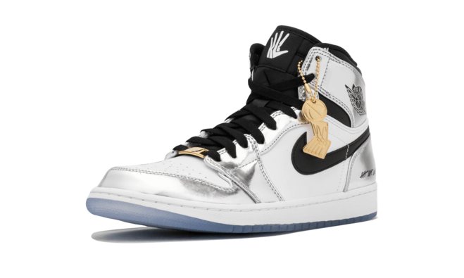 Stylish Men Buy Air Jordan 1 Hi Retro - Think 16 Pass The Torch CHROME/BLACK-WHITE-TURBO GREEN Sneakers.