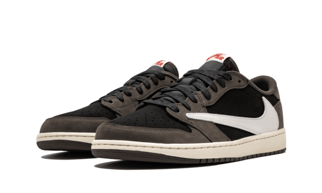 Look stylish in Women's Air Jordan 1 Low Travis Scott - BLACK/SAIL-DARK MOCHA/UNIVERSI at New Outlet.