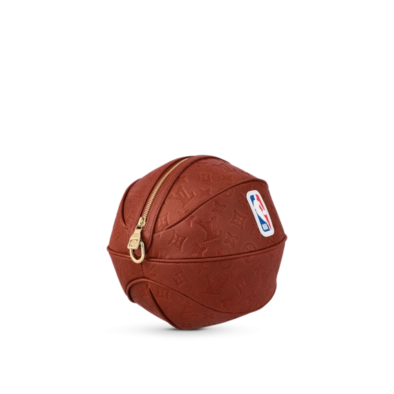 Sale on men's basketball gear - Louis Vuitton LVxNBA ball in a basket.