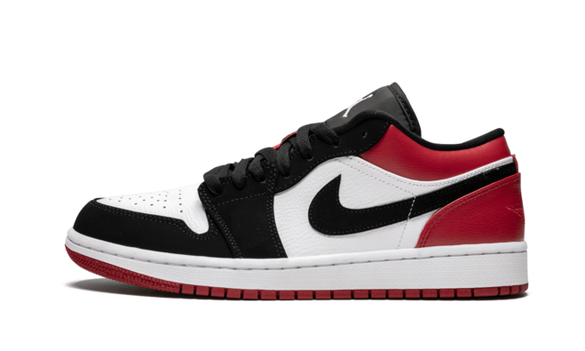 Stylish Men's White & Black Leather Air Jordan 1 Low - Black Toe - On Sale Now