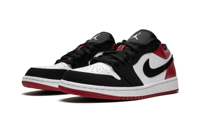 Women's Athletic Shoes - AIR JORDAN 1 LOW-BLACK TOE WHITE/BLACK-GYM RED, ORIGINAL EDITION